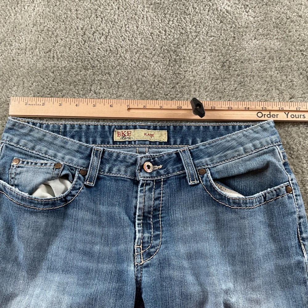Women's B K E Blue Flared Jeans - Picture 4 of 9